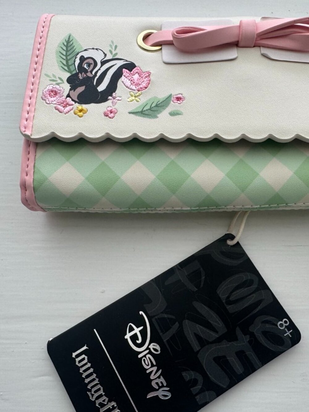Disney Loungefly Cream Green Pink Bambi Flower Thumper Floral Tri Fold Wallet - Picture 3 of 9